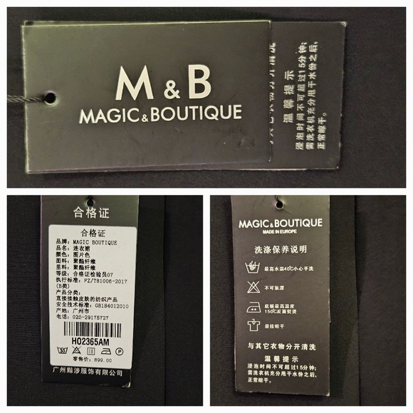 Magic Boutique Black/Cream Front Button Dress w/Trim Bow at Chest,Medium,NWT - Picture 15 of 16